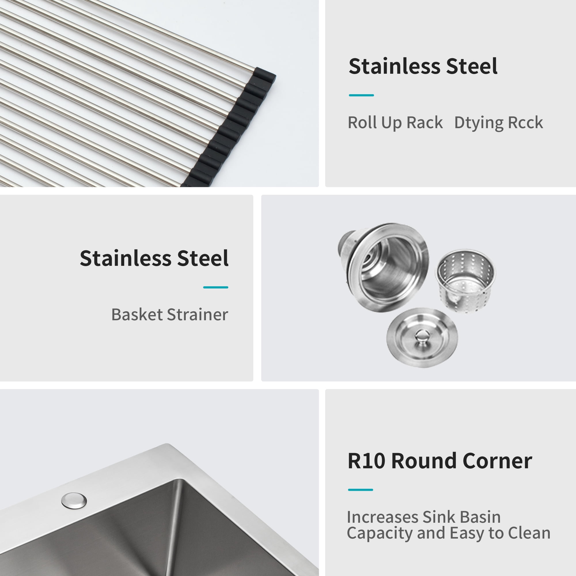 Izzovium 30x22 Inch 16 Gauge Stainless Steel Single Bowl Topmount Kitchen Sink, Brushed Nickel Finish with Soundproof Pad & Drain Assembly, Drop-In Design for Easy Installation