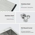 thumbnail image 6 of Izzovium 33x22 Inch 16 Gauge Stainless Steel Single Bowl Topmount Kitchen Sink, Brushed Nickel Finish with Soundproof Pad & Drain Assembly, 6 of 7