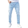 thumbnail image 7 of LMOIPLI Mens Slim Fit Distressed Jeans Washed Denim Fabric Stretch Comfortable Casual Streetwear Trousers Light Blue M, 7 of 7