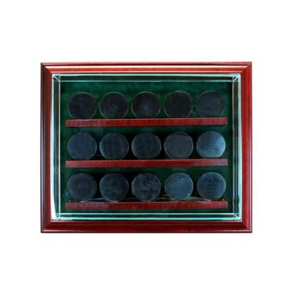 Perfect Cases PC-15PCKCB-C 15 Hockey Puck Cabinet Style Display Case, Cherry