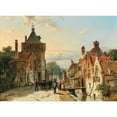 thumbnail image 3 of Willem Koekkoek 14x11 Black Modern Framed Museum Art Print Titled - A View of a Netherlandish Town with Figures Chattering, 3 of 5
