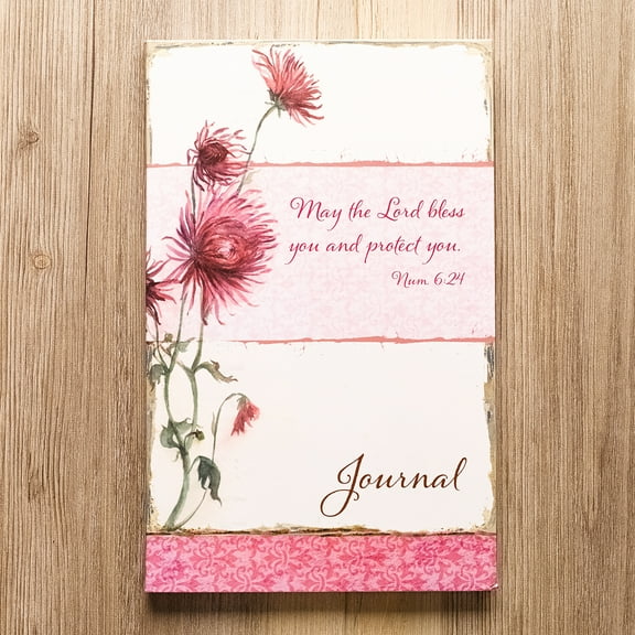 Christian Art Gifts Scripture Journal May The Lord Bless You Numbers 6:24 Bible Verse Pink Floral Inspirational Notebook,128 Ruled Pages Flexcover 5.5” x 8.5”