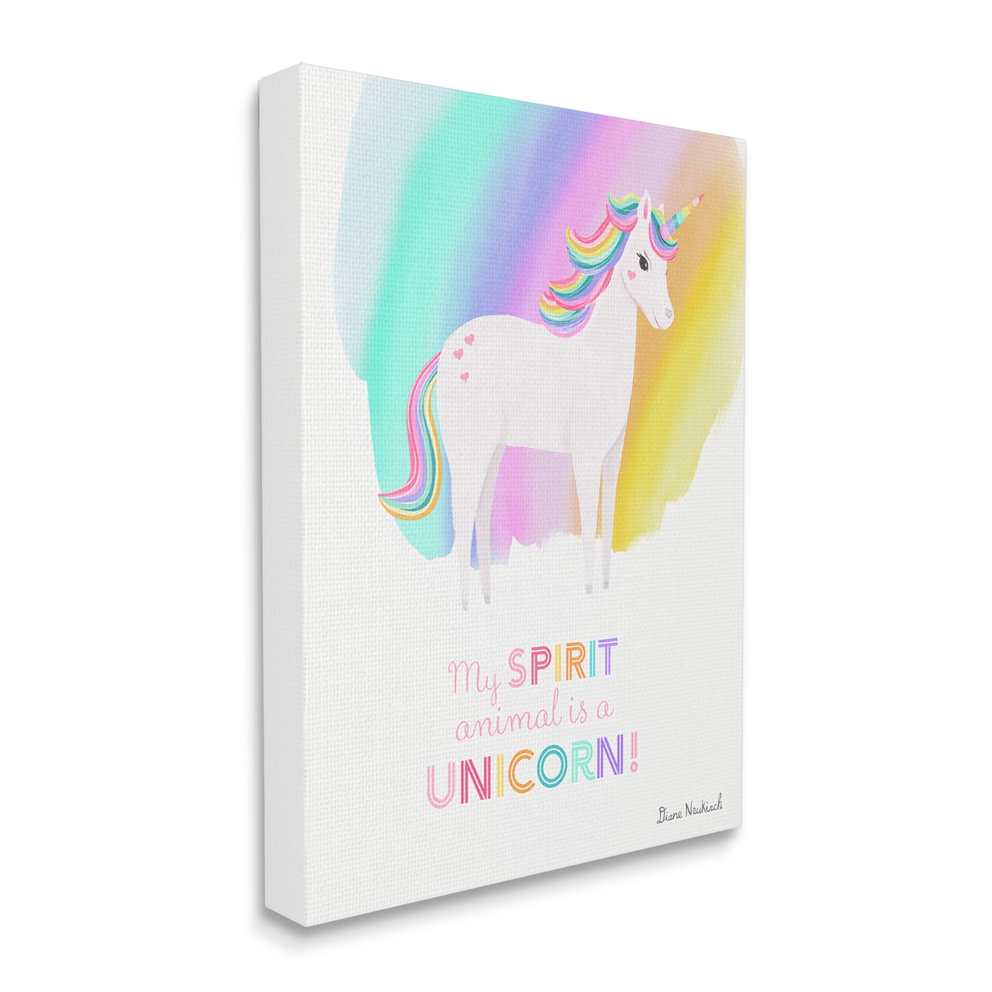 Stupell Industries Unicorn Spirit Animal Vivid Fantasy Rainbow Pony Graphic Art Gallery Wrapped Canvas Print Wall Art, Design by Diane Neukirch