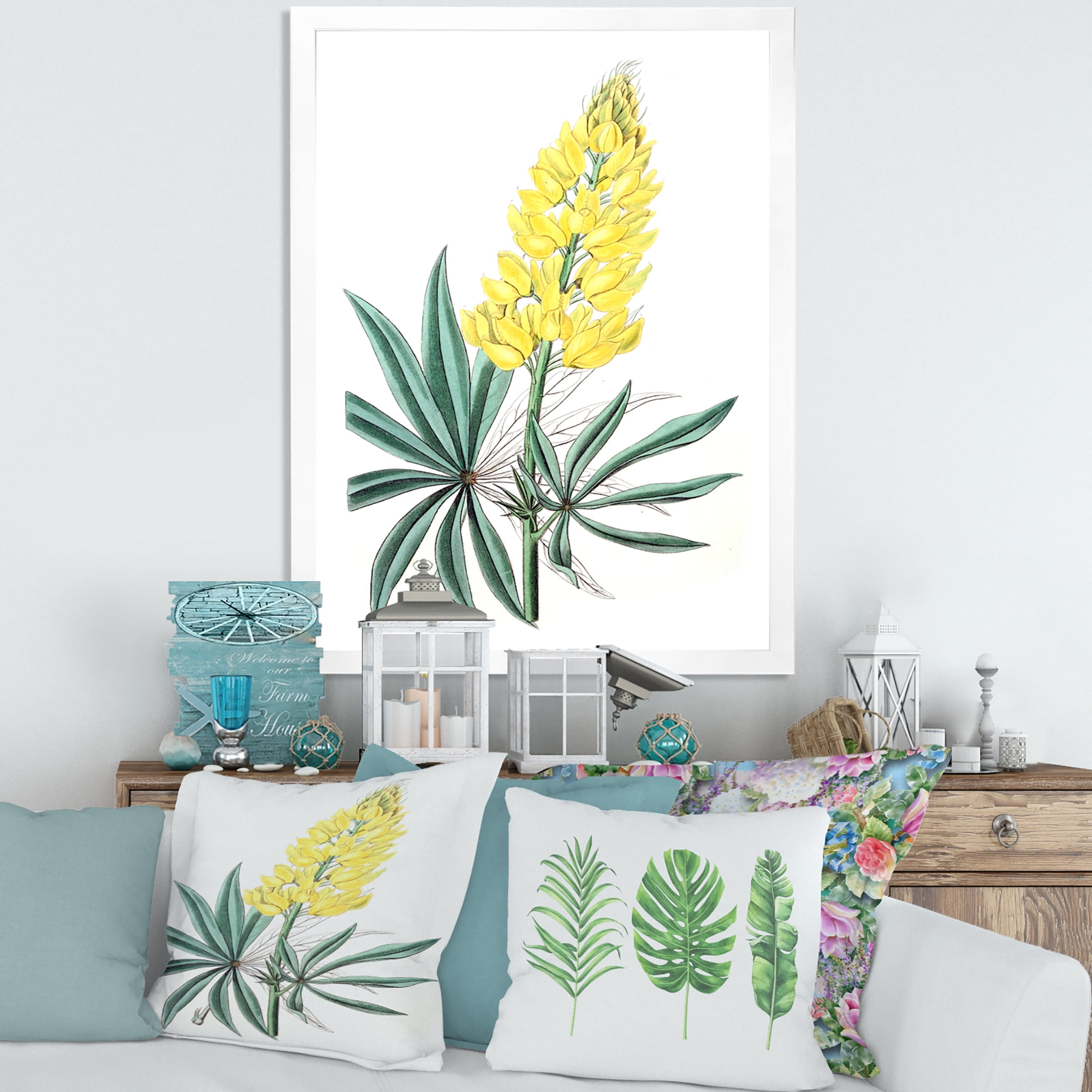 Designart 'Ancient Yellow Flower I' Traditional Framed Art Print