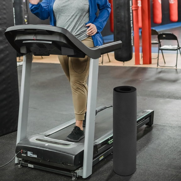 MEIBUTYUP Black Treadmill Floor Mat for Home Gym, Shock Absorbing Exercise Equipment Pad, Protects Floors and Reduces Noise