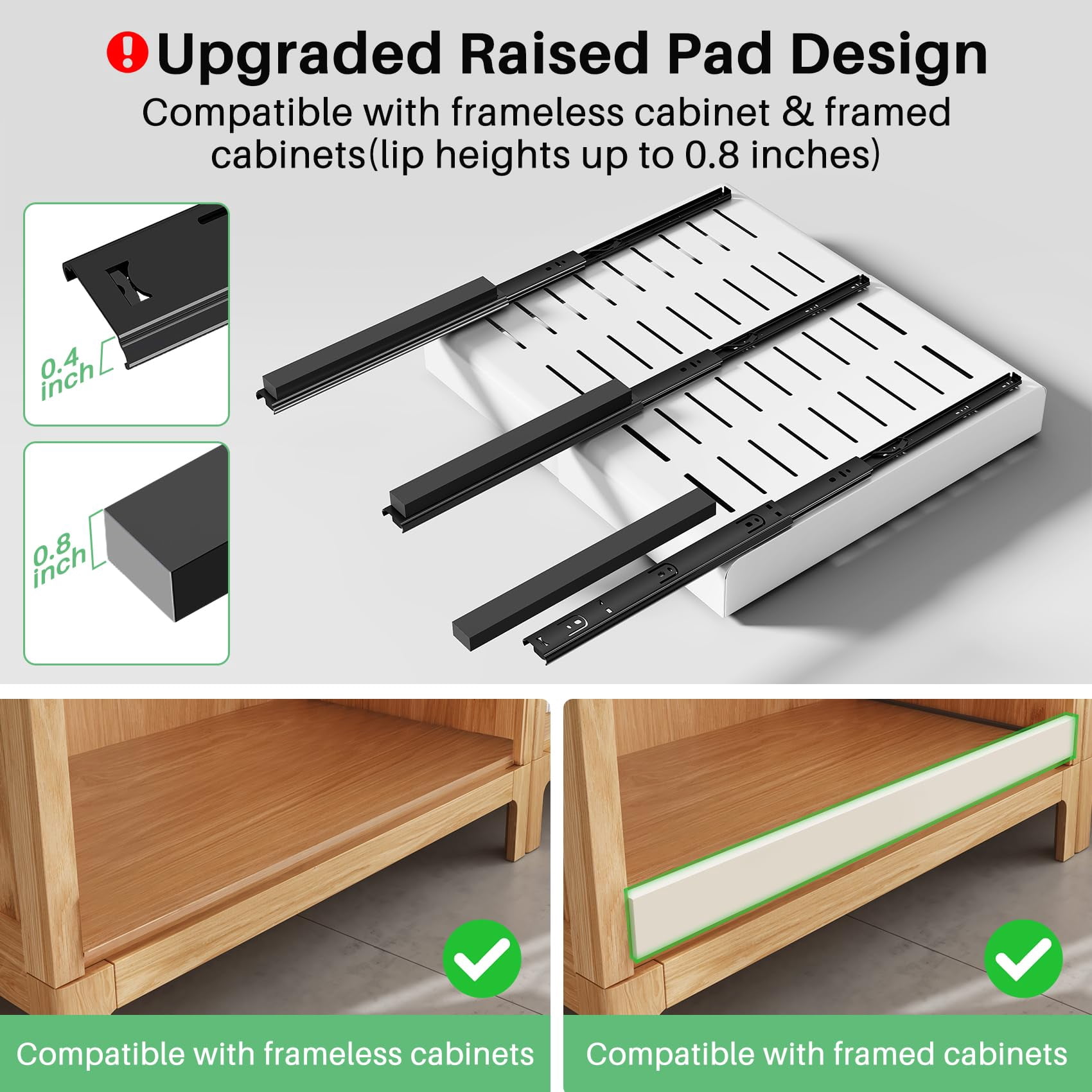FOUKUS 2 Pack Adjustable Width 12″–20″ Pull Out Cabinet Organizer: Heavy-Duty Expandable Slide Out Drawer for Kitchen Cabinet, Rust-Resistant Carbon Steel Rack, No Drill Under Sink Storage Shelf