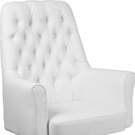 Flash Furniture - Hansel Traditional Mid-Back Traditional Tufted LeatherSoft Executive Swivel Office Chair - White