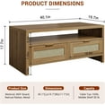 thumbnail image 3 of Yesurprise Boho Rattan Coffee Table, 40Inches Rectangle Mid Century Modern Coffee Table with 2 Rattan Drawers, Open Display Shelf, Gold Handles, Center Table, 3 of 7