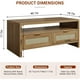 thumbnail image 3 of Mesa de Café Boho de Ratán de 40" Rectangular, Estilo Moderno de Medio Siglo con 2 Cajones de Ratán, Estante Abierto y Tiradores Dorados, 3 of 7