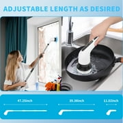PHANCIR Electric Spin Scrubber, Cordless Shower Cleaning Brush with 9 Replaceable Brush Heads, Adjustable Handle for Bathroom, Tile Floor & Car, White