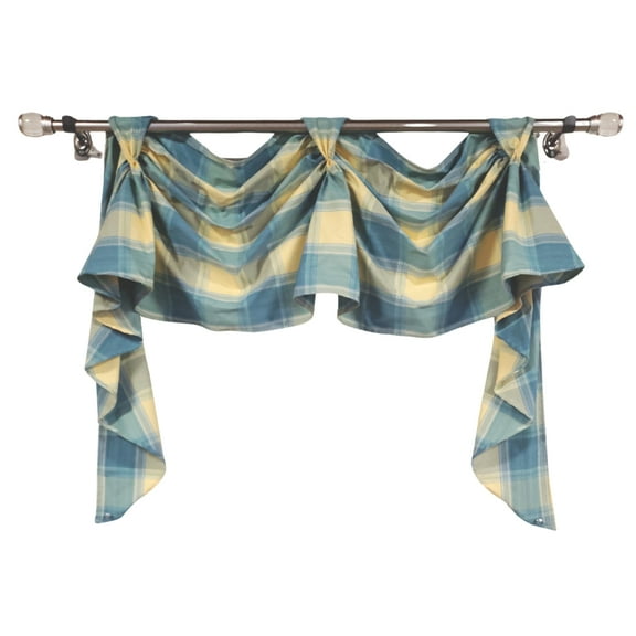 RLF Home 4" Top Tab High Quality Fabric Duncaster 2-Scoop Victory Swag for Windows 40" x 25" Porcelain