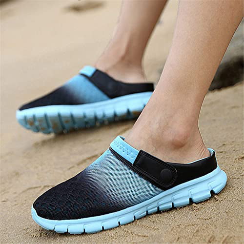 Men Casual Flat Shoes Hook&Loop Beach Slider Slipper Outdoor Slip On Garden Plus 