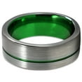 thumbnail image 2 of P. Manoukian Tungsten Wedding Band Ring 8mm for Men Women Green Grey Flat Cut Brushed Polished Lifetime Guarantee Size 11, 2 of 4
