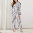 thumbnail image 2 of Xecao Lavender Flowers Print Women Pajamas Set Soft Sleepwear Pjs long Sleeve Button Down Nightwear with Long Pants, 2 of 6