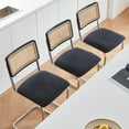 thumbnail image 2 of GrandNoor Black Chrome Modern Counter Height Bar Stools Set of 3 with Natural Rattan Cane and Solid Wood Backs, 24 Inch Upholstery with Metal Chrome Legs Mid Century Bar Chairs, 2 of 8