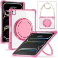 thumbnail image 2 of For iPad Pro 13 (2024) Case with Shoulder Strap Kickstand PC TPU Acrylic Tablet Cover - Rose, 2 of 5