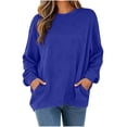 thumbnail image 2 of Casual Oversized Top for Women Crewneck Long Sleeve Textured Pullover Sweatshirt with Pockets, 2 of 7