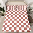 thumbnail image 2 of Erosebridal Buffalo Square Sheet Set Twin,Brown White Bedding Sets Twin Size,Geometric Decoration,Breathable,3pcs, 2 of 7