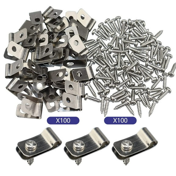 100 Pcs Fence Clamps with Screws | Metal Mounting Clips for Vinyl, Wood & Metal Fences | Rust-Resistant Aluminum | Pet & Livestock Fencing Solution