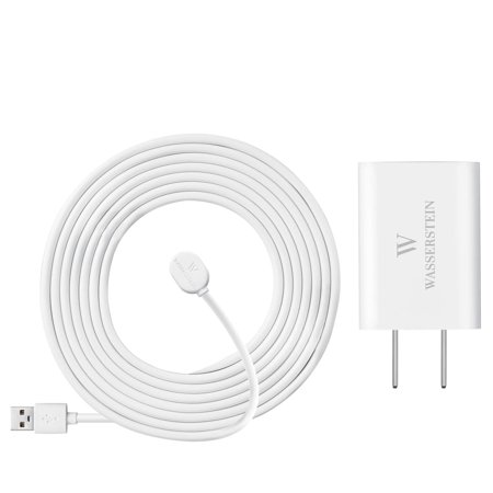 Wasserstein - 16' Weatherproof Outdoor Charging Cable Compatible with Arlo Ultra/Ultra 2/Pro 3/Pro 4 (2 Pack) - White