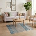 thumbnail image 3 of ODIKA 4'x6' Blue Beige Geometric Handwoven Design Washable Area Rug Intricate Viscose Cotton Patterned Motif Non-Slip, Chair-Friendly, Flatwoven for Home Office, Under Desk, 3 of 7
