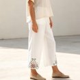thumbnail image 5 of Levmjia Women's Embroidered Capri Pants High Waisted Wide Leg Cropped Trousers with Pockets Casual Loose Fit Elastic Waist Summer Pants, 5 of 9