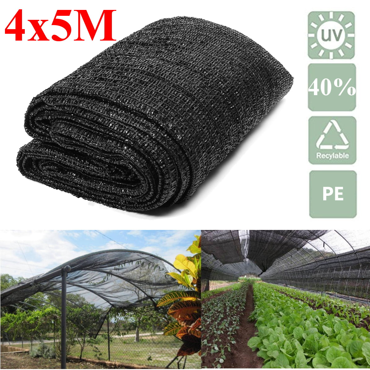Agfabric 40% Sunblock Shade Cloth for Plant Cover Greenhouse Barn Various Size