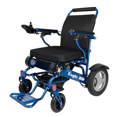 Eagle HD Electric Foldable Travel Wheelchair, Blue - Only 49 pounds!