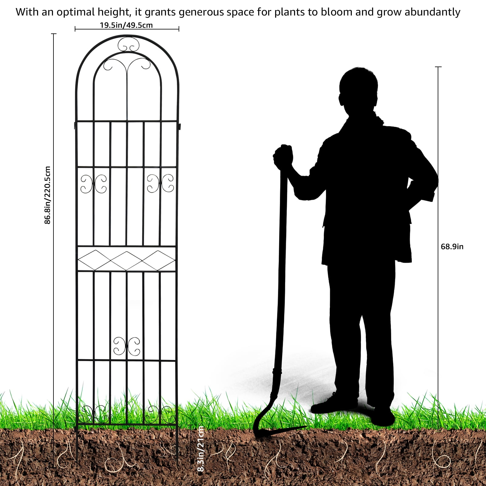XYJBHB Heavy Duty 87" Metal Plant Trellis 2-Pack, Rustproof Cucumber & Tomato Support for Garden Vegetables