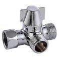 thumbnail image 1 of 3-Way Shower Diverter Valve - Solid Brass Polished Chrome for Universal Showers, 1 of 4