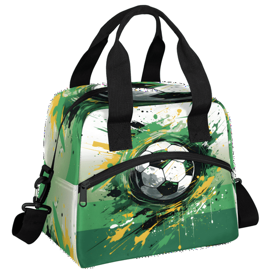 Herdesigns Graffiti Soccer Insulated Lunch Bag for Women Men Adults Large Reusable Lunch Box Sports Leakproof Cooler Tote Bags with Adjustable Shoulder Strap