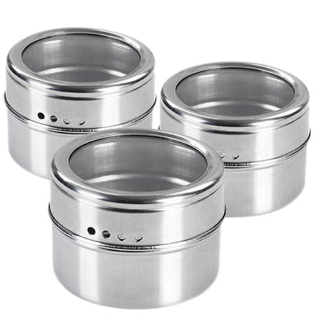 Grill Storage Box Stainless Steel Seasoning Container Condiment Pot Salt Sugar Pepper Storage Organizer for Roasting/ Sauting/Baking/Grilling - Silver ()