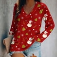 thumbnail image 2 of Tops Navideños Para Mujer Blusas de Manga Larga Con Cuello en V Casual Raglan Camiseta Top Odeerbi ODB186653, 2 of 5