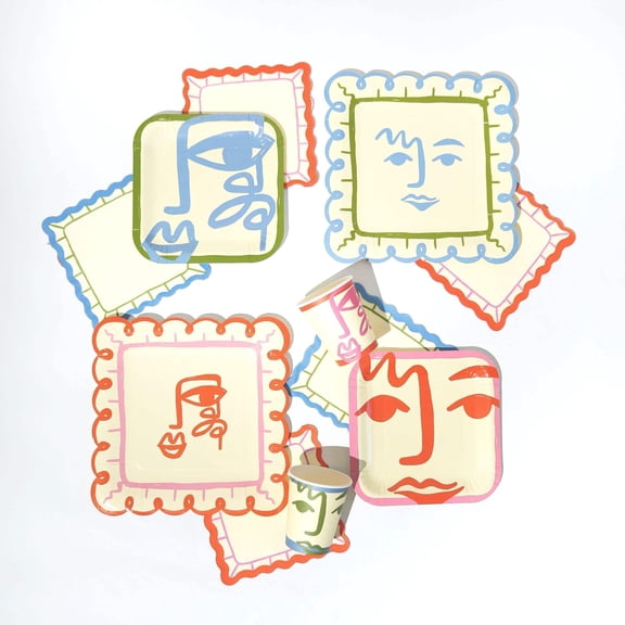 POP Party Supplies Party Supplies Kit Art Birthday Theme Plates, Cups, Napkins Set Serves 12