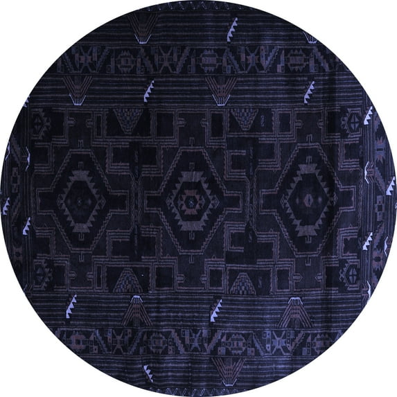 Ahgly Company Machine Washable Indoor Round Persian Blue Traditional Area Rugs, 5' Round