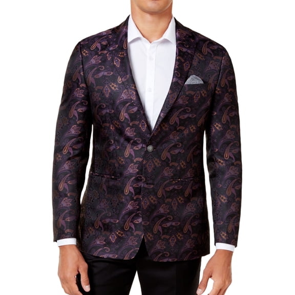 Tallia Mens Slim-Fit Two Button Blazer Jacket, Purple, 48 Regular