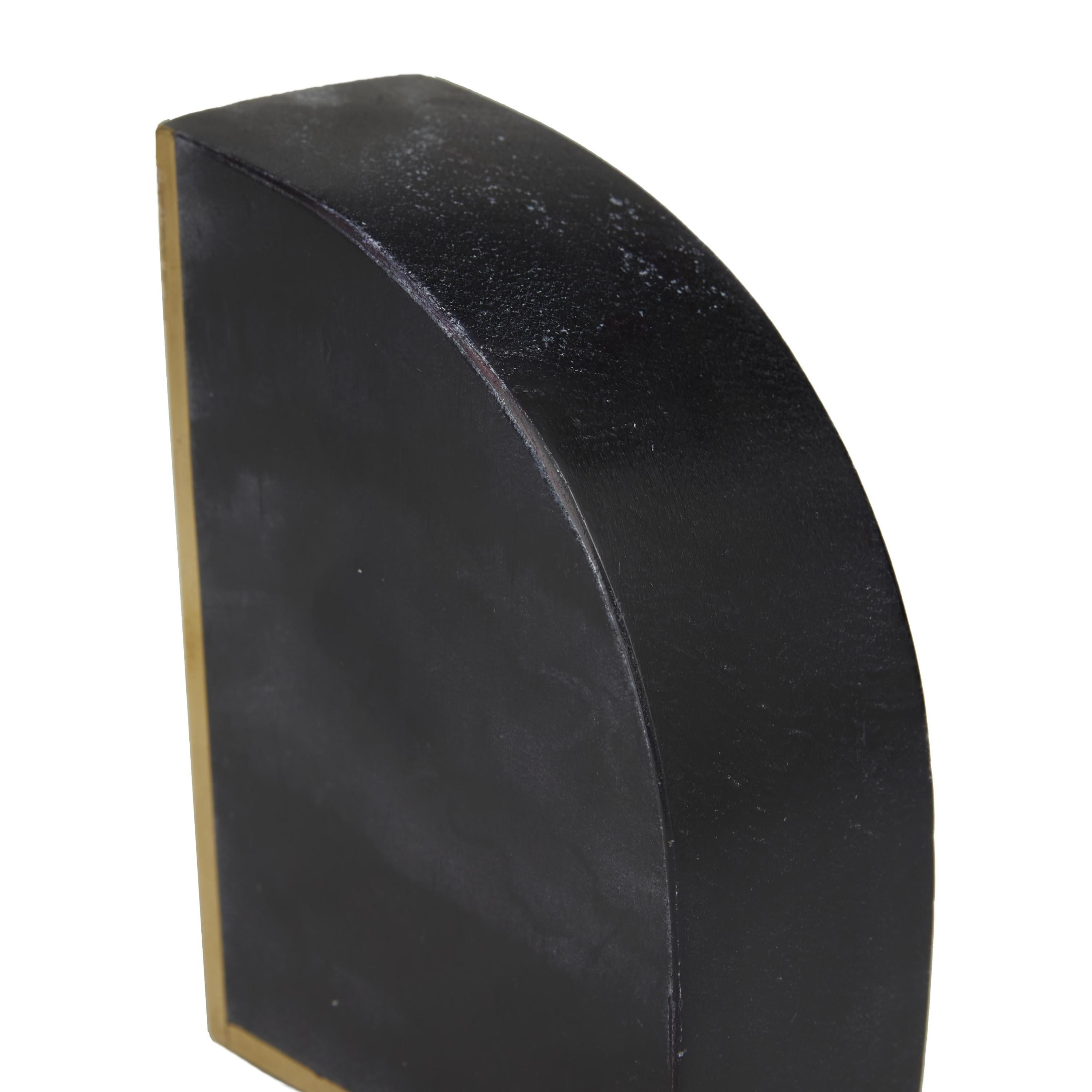 CosmoLiving by Cosmopolitan 4" Geometric Black Marble Bookends with Gold Inlay (Set of 2)