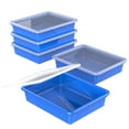 thumbnail image 1 of Storex Plateau de Rangement Plat avec Couvercle, Format Lettre, 10 x 13 x 3 Pouces, Bleu, Lot de 5, 1 of 1