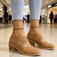 thumbnail image 6 of CHICVOMEY Womens Crisscross Elastic Strap Block Heel Mary Jane Shoes Square Toe Faux Leather Mid Heel Pumps Slip On Closed Toe Casual Dress Shoes for Office Daily, 6 of 9