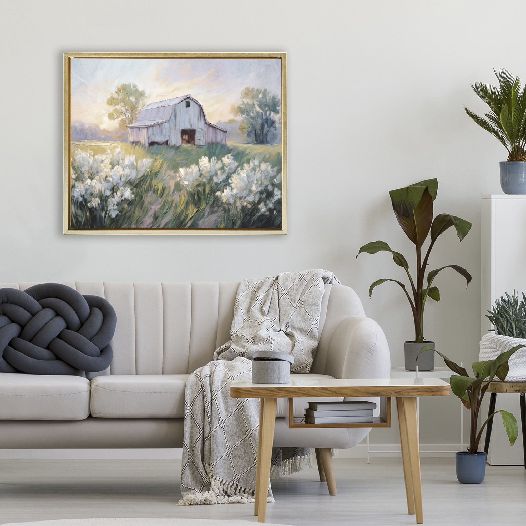 Stupell Industries Secluded Barn Landscape Gold Framed Floater Canvas Wall Art, design by Kim Allen