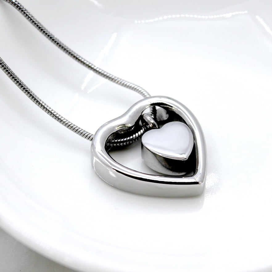 Anavia Floating Drop Heart Cremation Jewelry for Ashes Memorial Necklace Ash Urn Keepsake Silver with FREE Funnel Kit and Velvet Jewelry Box