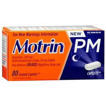 Motrin PM Coated Caplets 80 Caplets (Pack of 3)