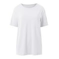 thumbnail image 4 of MIXUE Boho Tops For Women Summer Solid Color Button Front Short Sleeve Soft Casual Pullover Shirts For Women Tee Shirts Holiday Wear,White,XXL, 4 of 5