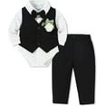 thumbnail image 2 of SANMIO Baby Boy Clothes Suits Infant Gentleman Outfit Collared Dress Shirt+Vest+Tie+Corsage+Pants 5Pcs Baby Suit Sets, 2 of 7