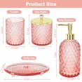 thumbnail image 3 of Juego de accesorios de baño Haturi de cristal rosa, 4 piezas con dispensador, 3 of 6