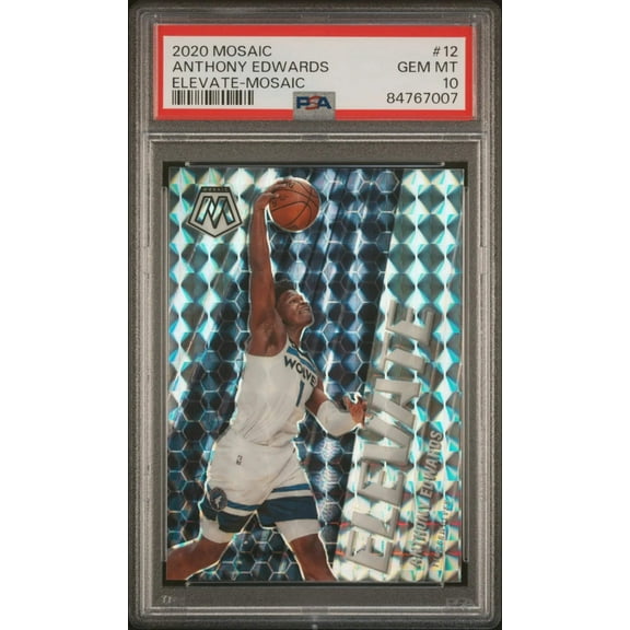 Graded 2020 Panini Mosaic Anthony Edwards #12 Elevate Mosaic Rookie RC Basketball Card PSA 10 Gem Mint