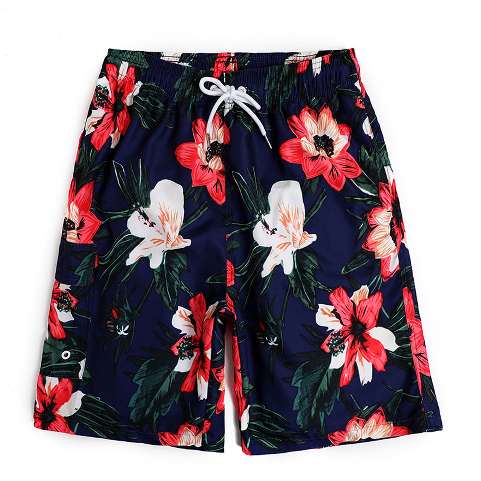 Men's Striped Swim Shorts Quick Dry Beach Trunks with Elastic Waistband