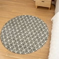thumbnail image 6 of Teppich Homes Handmade Round Geometric Pattern Rug 15x15 - Black and Cream Tufted Wool Carpet for Living Room And Hallway, 6 of 7