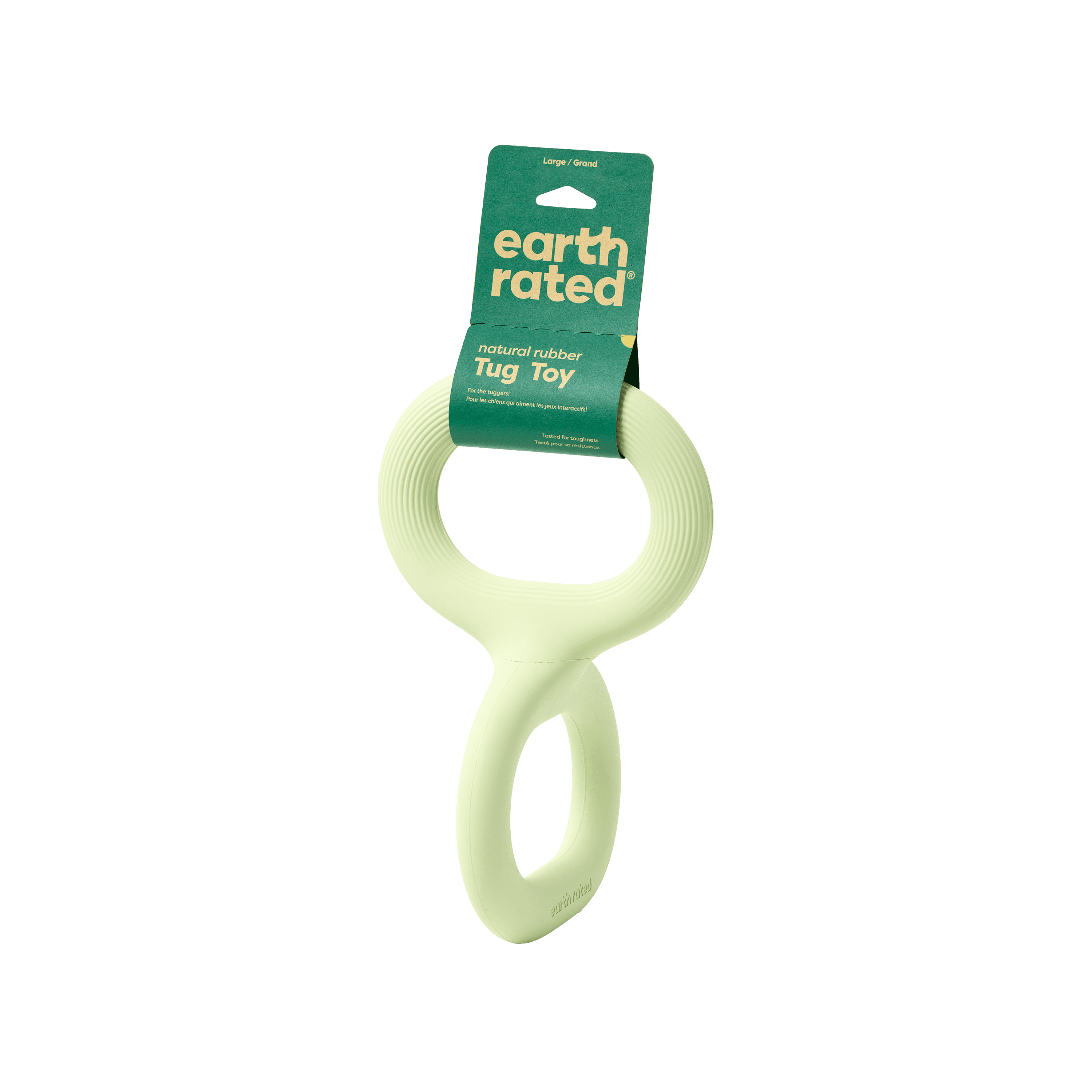 Earth Rated Tug of War Toy for Dogs and Puppies, Interactive Dog Pull Toys, Ergonomic Grip, Natural Rubber, Large, Green