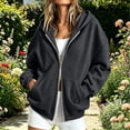 thumbnail image 2 of Akiihool Cropped Hoodies for Women Women's Zip Up Hoodie Cropped Sweatshirt Soft Comfy Casual Jacket Workout & Daily Wear Cute Y2K Clothes Fall Spring Black,S, 2 of 6